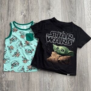 Star Wars Boys Jumping Beans Tank Top Size 4T & Star Wars Black Yoda Tee Size XS